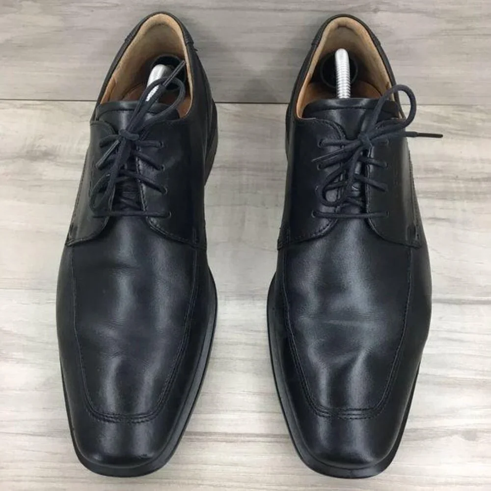 Ecco Derby Oxfords Men's EU 45 Black Leather Lace Up Dress Shoes